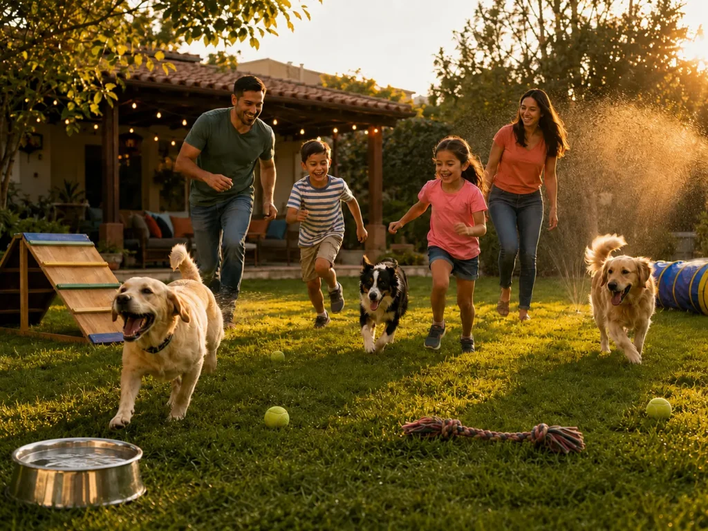 A happy family is having a blast making their backyard more dog-friendly this Summer.